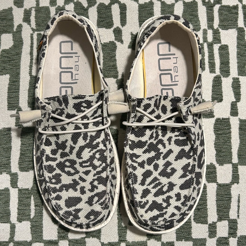 Hey Dude Women's Moccasins - Gray and White Animal Print